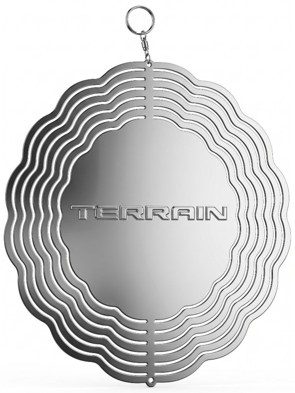 10" GMC Terrain Kinetic Wind Spinner - Mirror Chrome Metal Hanging Yard Decor